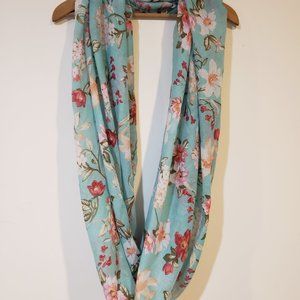Infinity Scarf - Turquoise with flowers